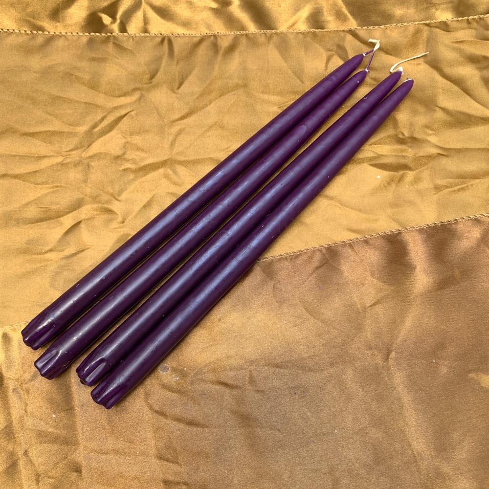 15” dark purple taper candles